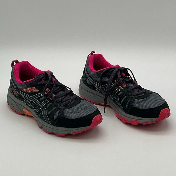 ASICS Womens Running Shoes 6.5 Black Pink Gel-Venture 7 Trail Arhletic Sneakers - Picture 1 of 15